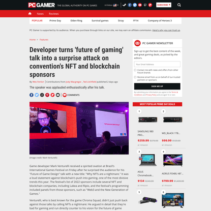 Developer turns 'future of gaming' talk into a surprise attack on convention's NFT and blockchain sponsors | PC Gamer