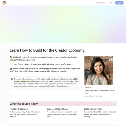 Learn How to Build for the Creator Economy
