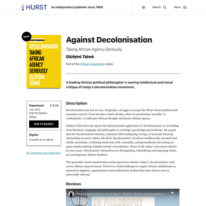 Against Decolonisation | Hurst Publishers