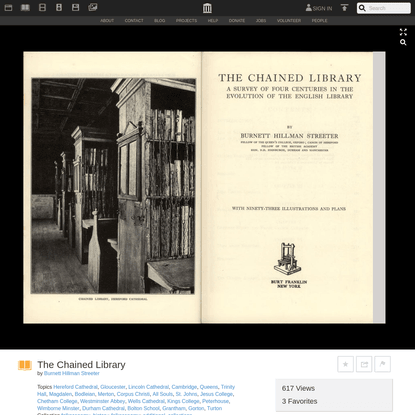 The Chained Library : Burnett Hillman Streeter : Free Download &amp; Streaming : Internet Archive