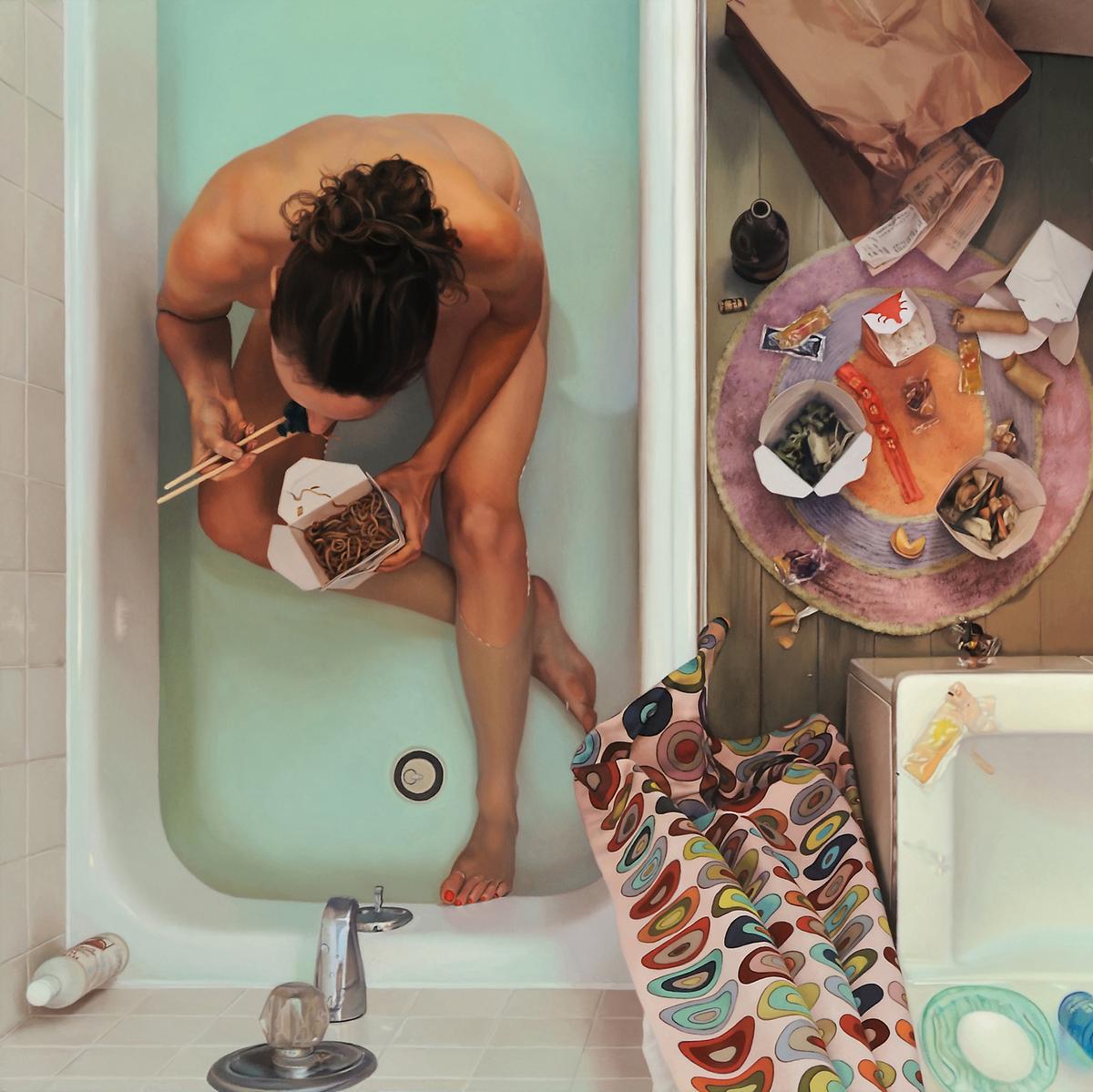Self-Portrait In Tub With Chinese Food, Lee Price