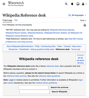 Wikipedia:Reference desk - Wikipedia