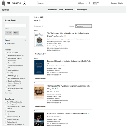 Search Results | Books Gateway | MIT Press