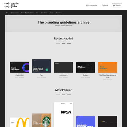 The branding style guidelines documents archive