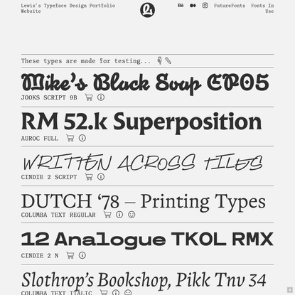 Lewis McGuffie’s Typeface Design Portfolio Website