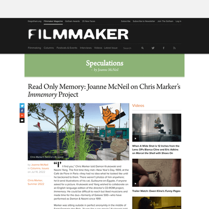 Read Only Memory: Joanne McNeil on Chris Marker’s &lt;em&gt;Immemory&lt;/em&gt; Project | Filmmaker Magazine