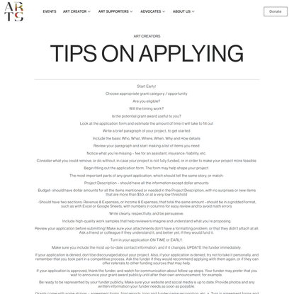 Tips on applying – ArtsKC