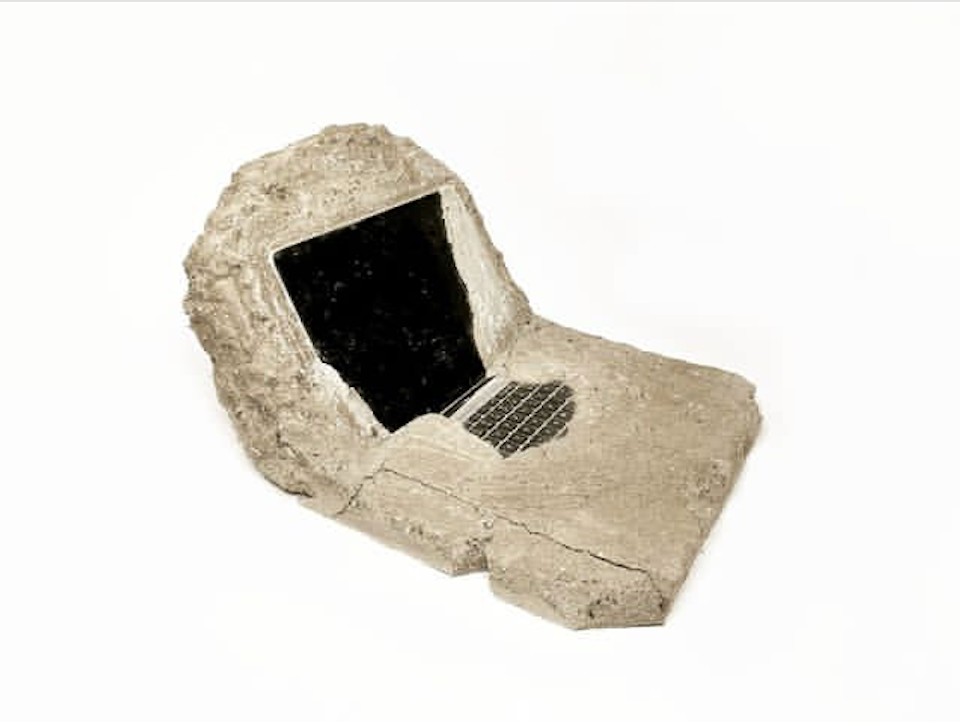 Laptop encased in cement