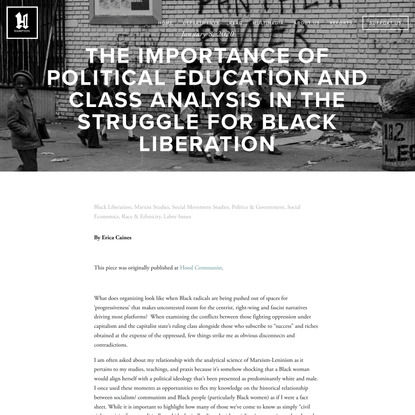 The Importance of Political Education and Class Analysis in the Struggle for Black Liberation — Hampton Institute