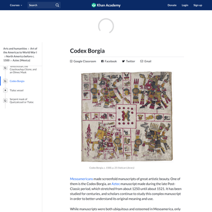 Codex Borgia (article) | Aztec (Mexica) | Khan Academy