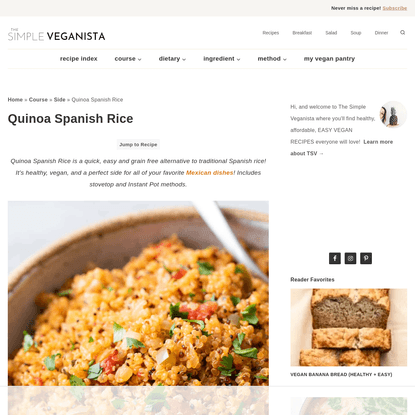 Quinoa Spanish Rice (Healthy, Grain Free Recipe) - The Simple Veganista