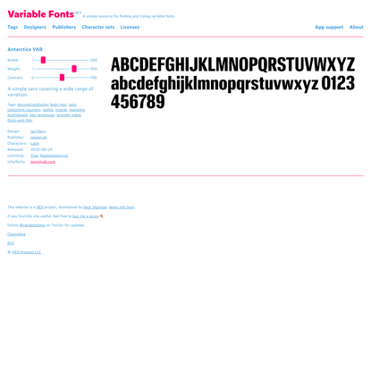Antarctica VAR – Variable Fonts
