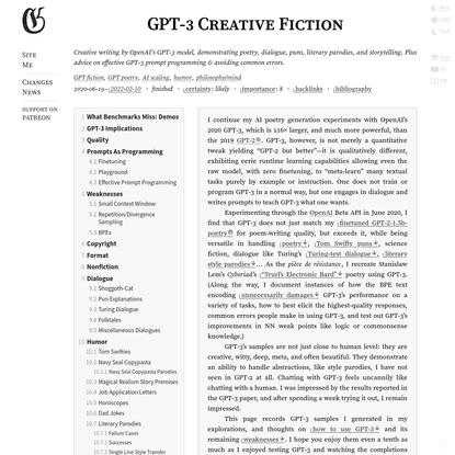 GPT-3 Creative Fiction