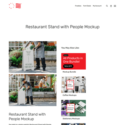 Restaurant Stand with People Mockup — Mr.Mockup