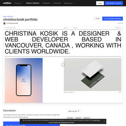 christina kosik portfolio - Webflow