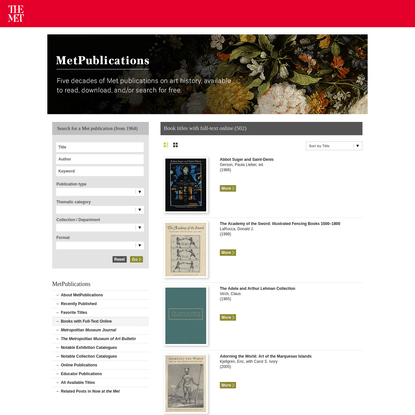 Books with Full-Text Online | MetPublications | The Metropolitan Museum of Art