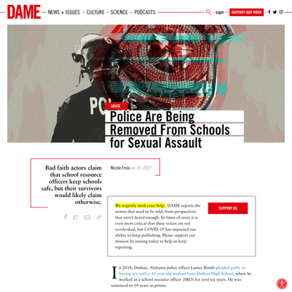 Police Are Being Removed From Schools for Sexual Assault | Dame Magazine