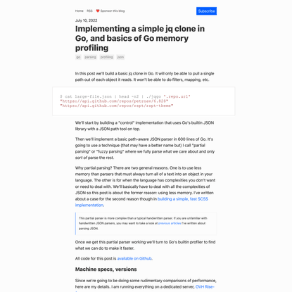 Implementing a simple jq clone in Go, and basics of Go memory profiling | notes.eatonphil.com