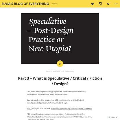Part 3 - What is Speculative / Critical / Fiction / Design?