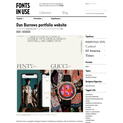Dan Burrows portfolio website - Fonts In Use