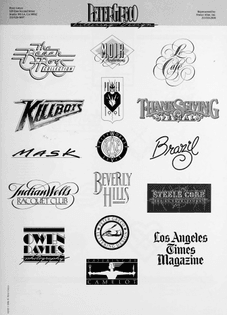 Peter Greco's lettering design services (1986)