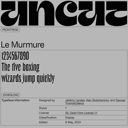 Le Murmure — UNCUT, libre typeface catalogue