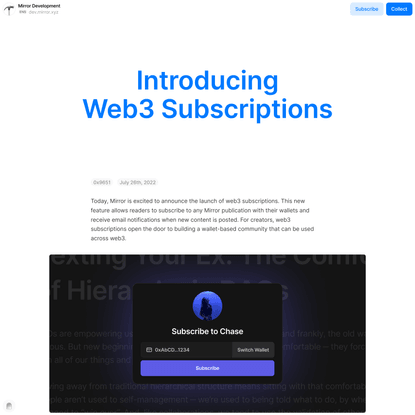 Introducing Web3 Subscriptions