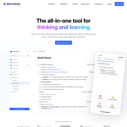 RemNote – The all-in-one tool for thinking and learning.