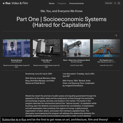 Part One | Socioeconomic Systems (Hatred for Capitalism) - e-flux