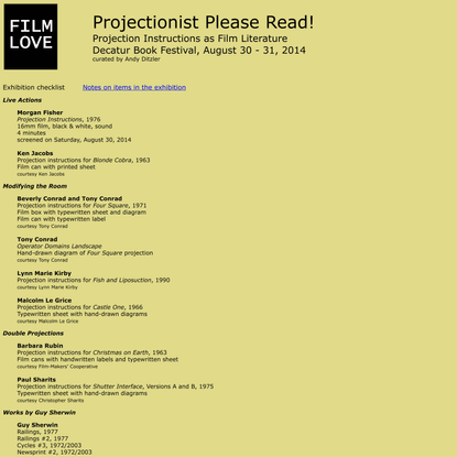 Film Love: Projectionist Please Read!