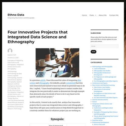 Four Innovative Projects that Integrated Data Science and Ethnography