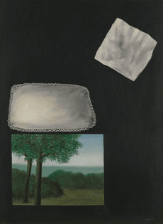 René Magritte (Belgian, 1898-1967), Les fenêtres de l'aube [The dawn windows], 1928. Oil on canvas, 73 x 54 cm.