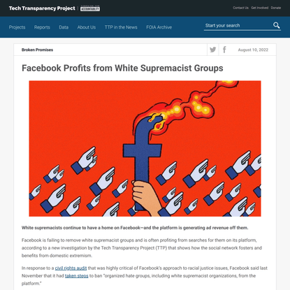 Facebook Profits from White Supremacist Groups