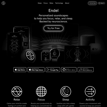 Endel - Personalized soundscapes to help you focus, relax, and sleep. Backed by neuroscience.