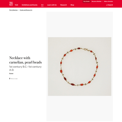 Necklace with carnelian, pearl beads | Roman | The Metropolitan Museum of Art