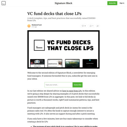 VC fund decks that close LPs