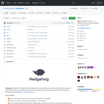 GitHub - AudiusProject/hedgehog: 🦔 Build DApps like Apps -- A Metamask alternative that empowers you to build good UX