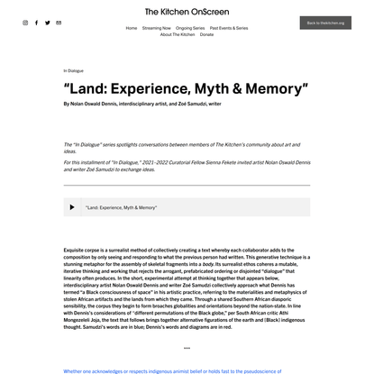 “Land: Experience, Myth &amp; Memory” — The Kitchen OnScreen