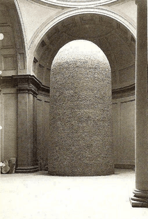 Michelangelo’s David encased in brick at the Accademia during WWII, via AT