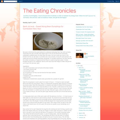 The Eating Chronicles: Banh Ja’neuk - Sweet Mung Bean Dumplings for Cambodian New Year