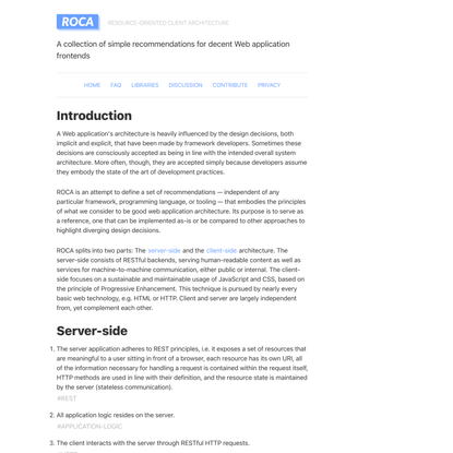 ROCA: Resource-oriented Client Architecture