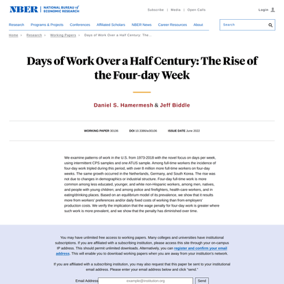 Days of Work Over a Half Century: The Rise of the Four-day Week