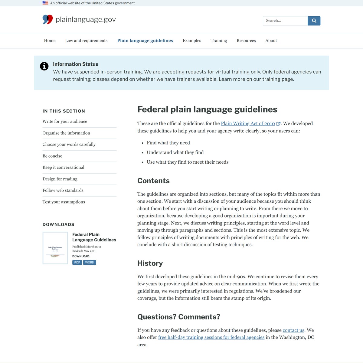 Plainlanguage gov federal plain language guidelines are na