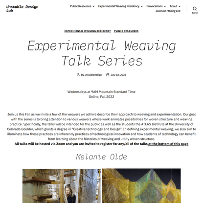 Experimental Weaving Talk Series – Unstable Design Lab