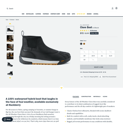 All-Weather Chore Boot - Black | Boots | Huckberry