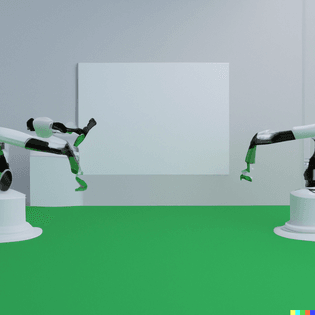 dall-e-2022-08-03-19.05.56-three-white-painted-robotic-arms-making-scupltures-in-an-empty-white-room-with-movable-greenscree...