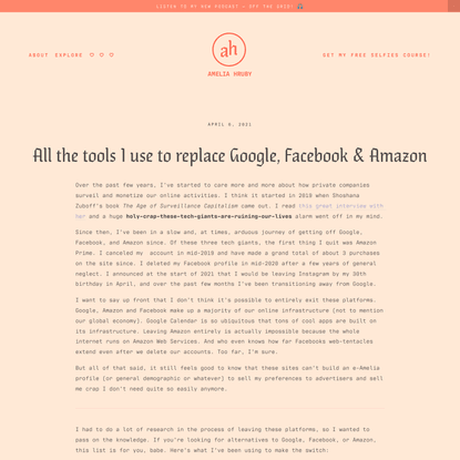 All the tools I use to replace Google, Facebook &amp; Amazon — Amelia Hruby