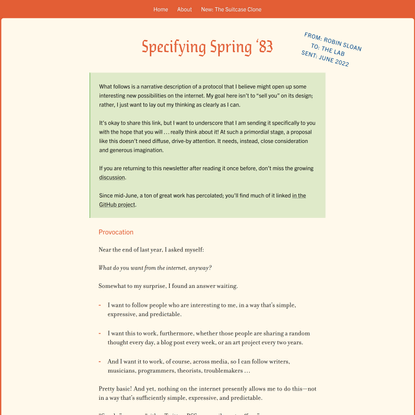 Specifying Spring ’83