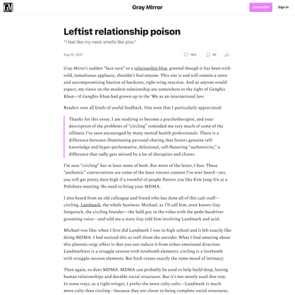 Leftist relationship poison - by Curtis Yarvin