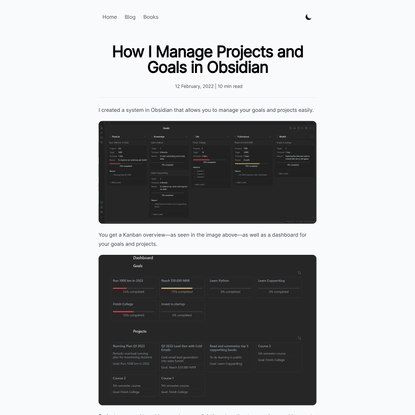 How I Manage Projects and Goals in Obsidian | Christian B. B. Houmann